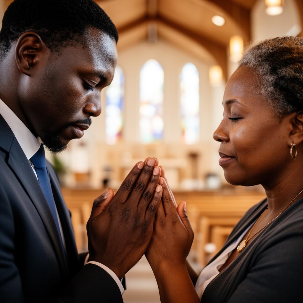 Two people praying together